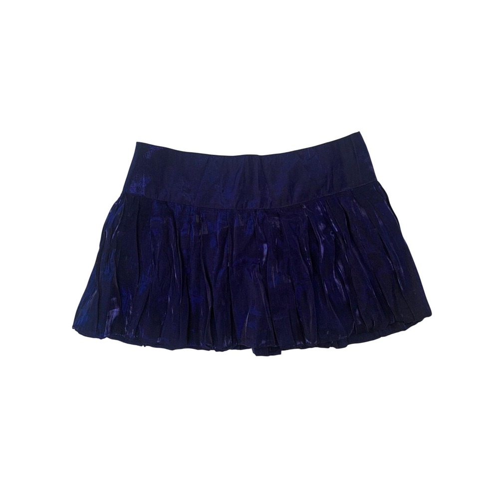 Religion Bubble Mini Skirt Womens XS Blue Metallic Excellent Y2K Low Waist Micro
